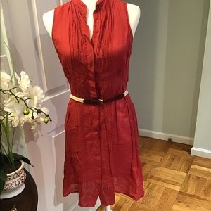 Theory Button -Front Linen Dress